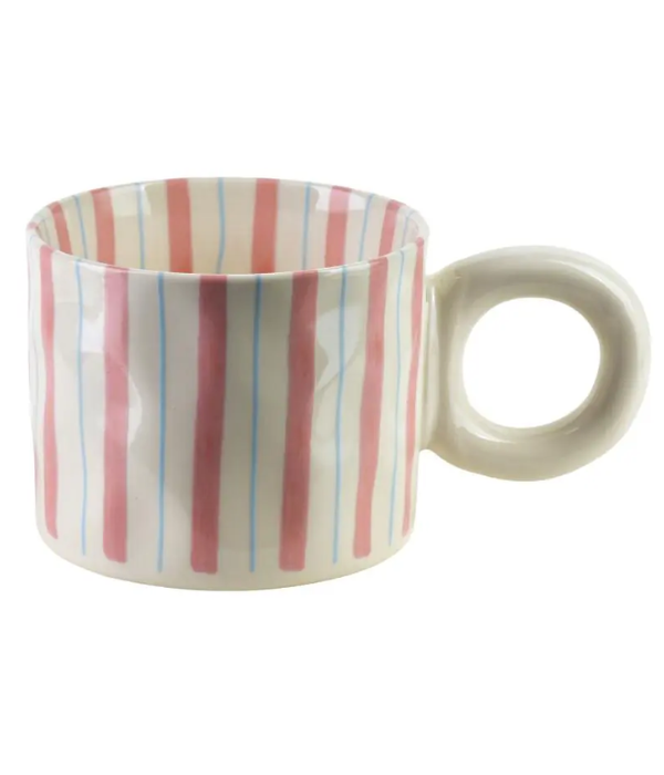 Tasse rayée à anse ronde