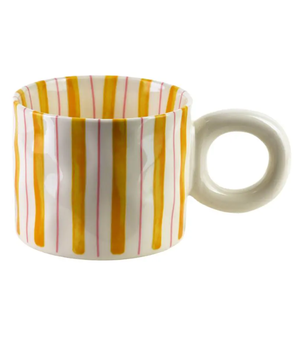 Tasse rayée à anse ronde