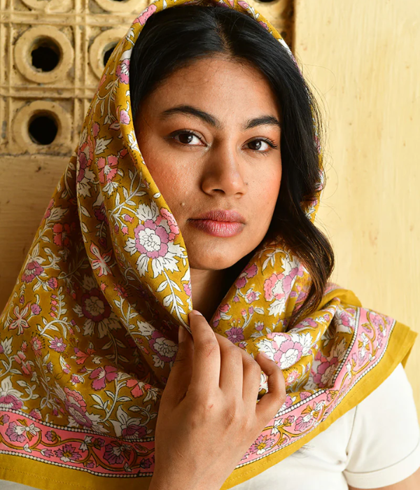 Grand foulard Calypso Caramel