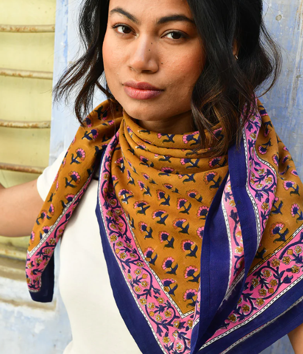 Grand foulard Séléné Fauve