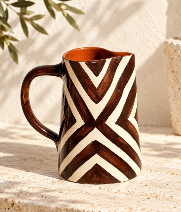 Carafe à rayures géométriques chocolat - en précommande - expédition mi octobre :)