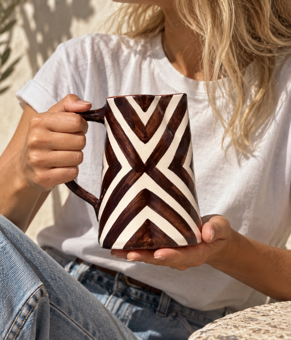 Carafe à rayures géométriques chocolat - en précommande - expédition mi octobre :)