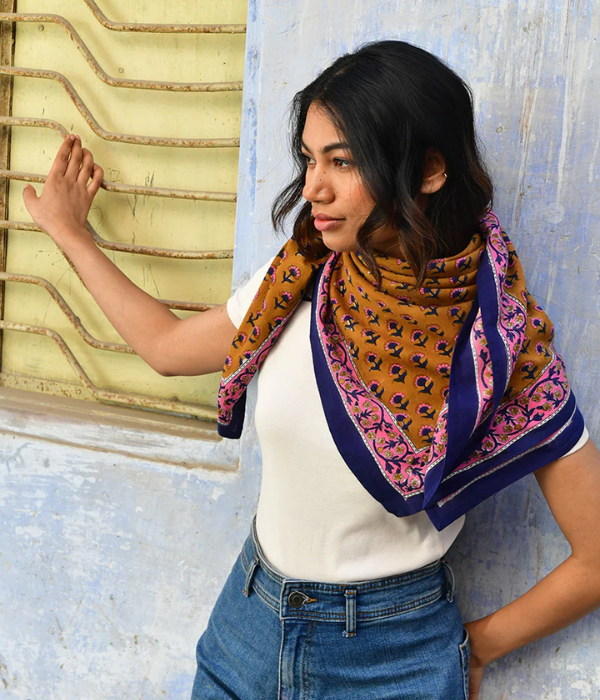 Grand foulard Séléné Fauve