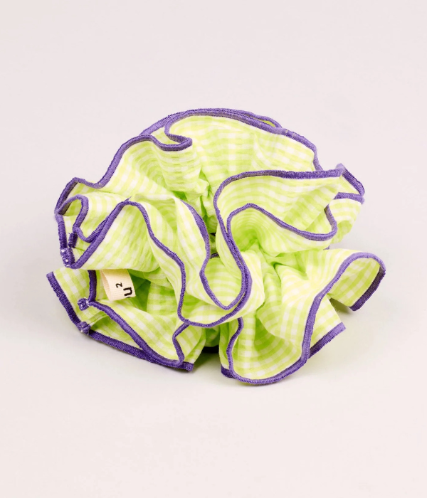 Maxi chouchou seersucker vert et violet