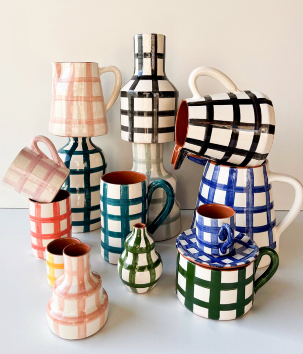 Flat mug damier