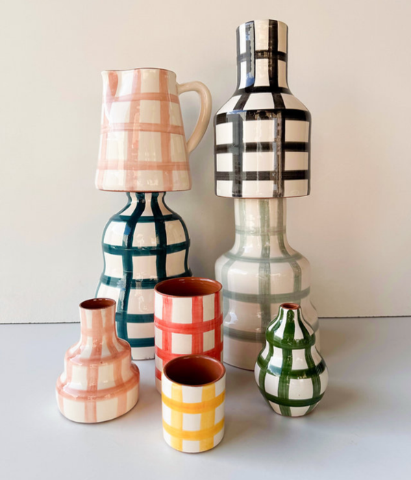 Vase gourde damier