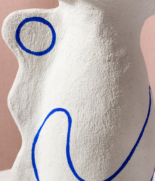 Vase wave les mots bleus
