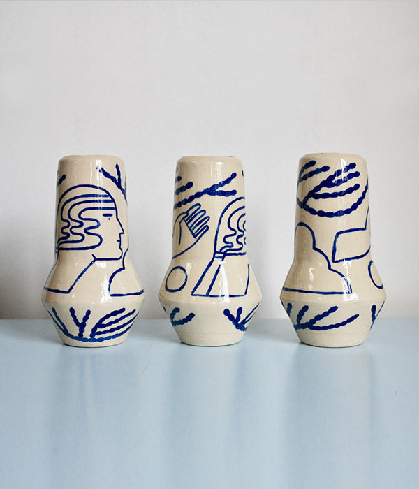 Grand vase fusée bleu blanc
