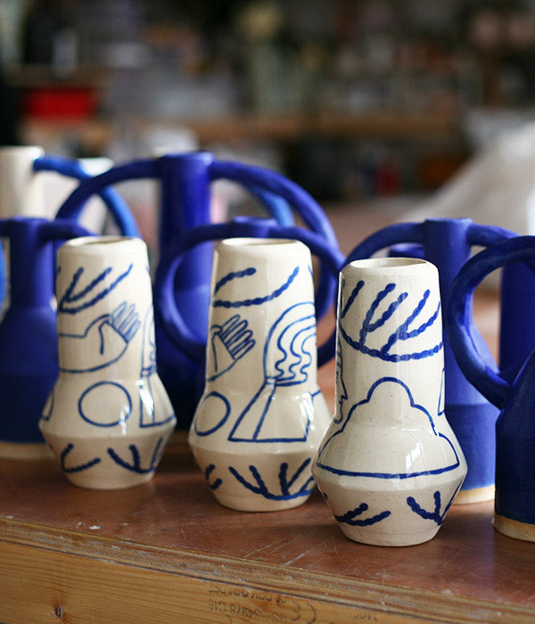 Grand vase fusée bleu blanc