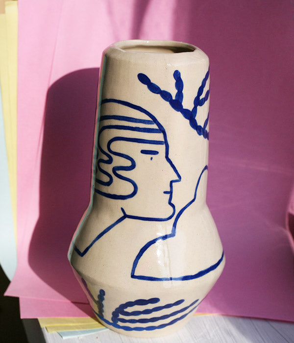 Grand vase fusée bleu blanc