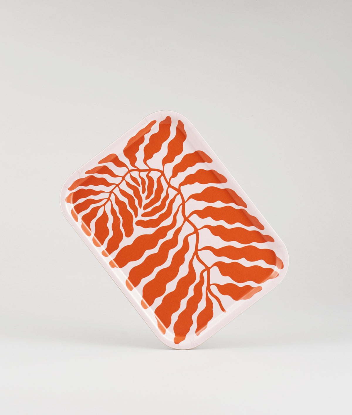 Plateau feuilles rectangulaire rouge