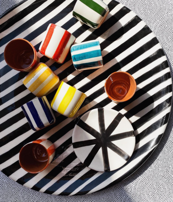 Shot espresso rayures verticales