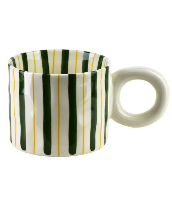 Tasse rayée à anse ronde