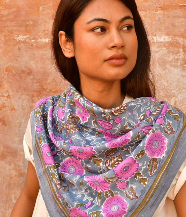 Grand foulard Ani Bleu