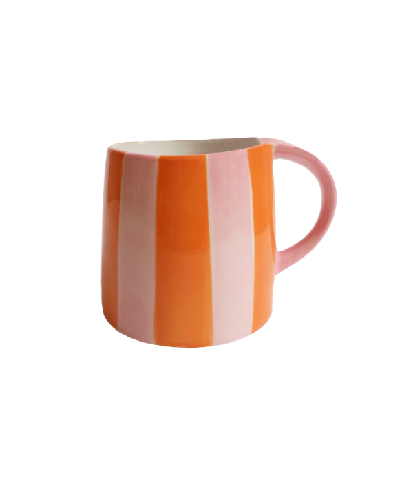 Mug rayé - orange et rose