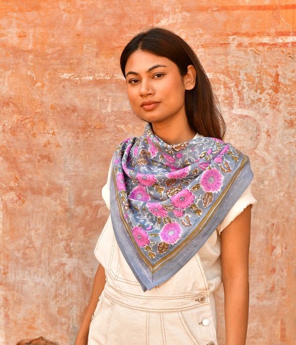 Grand foulard Ani Bleu