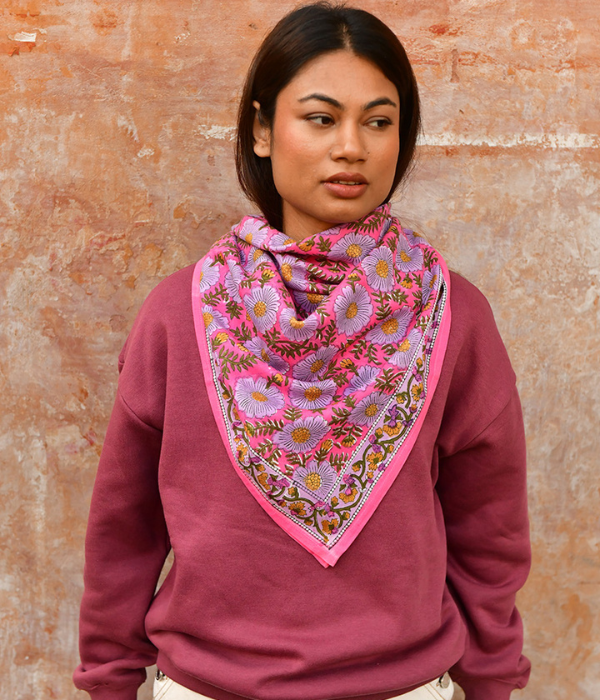 Grand foulard Ravenne Rose