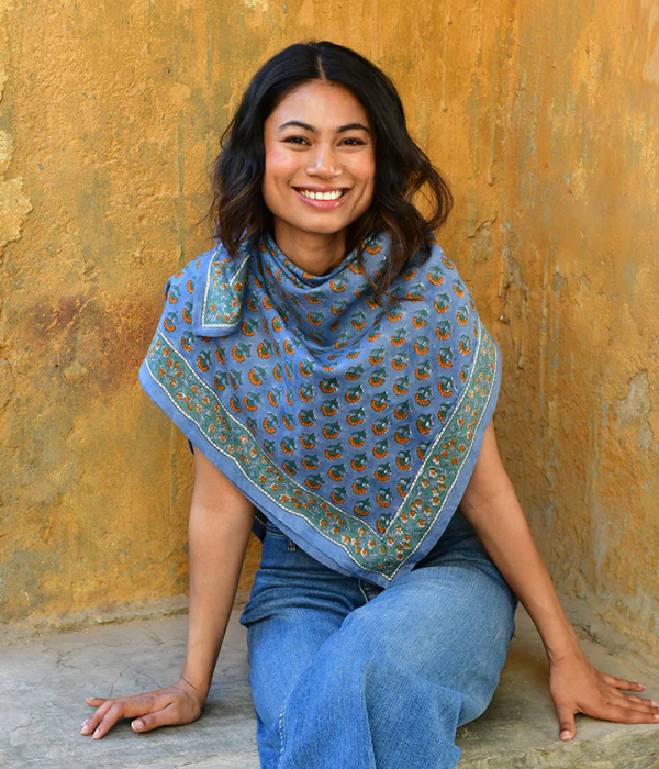 Grand foulard Séléné Bleu