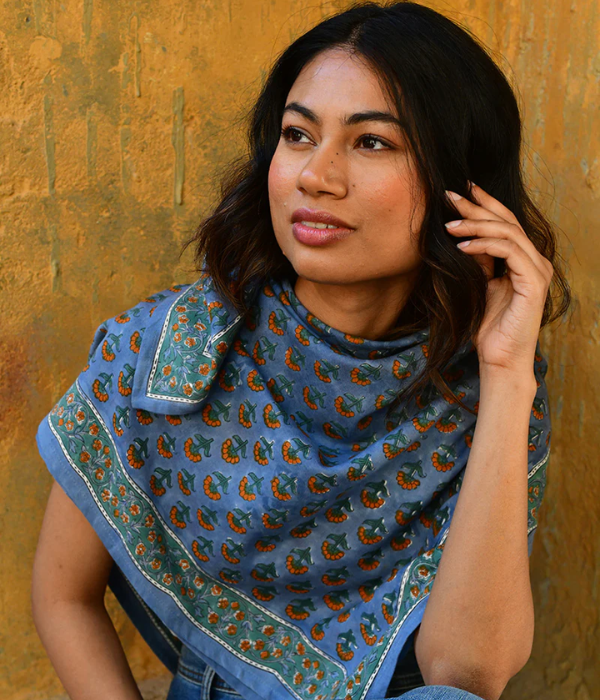 Grand foulard Séléné Bleu