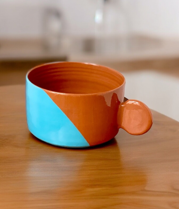 Flat mug bicolore