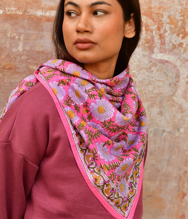 Grand foulard Ravenne Rose