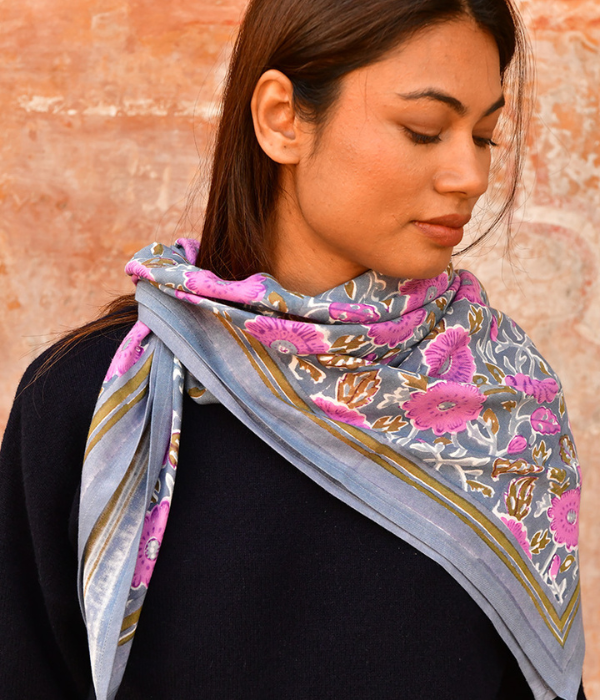Grand foulard Ani Bleu
