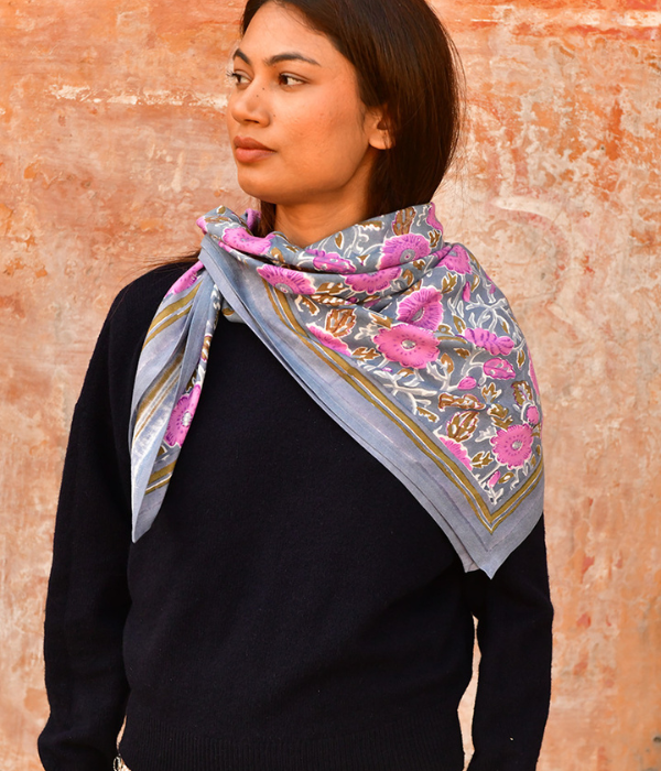 Grand foulard Ani Bleu