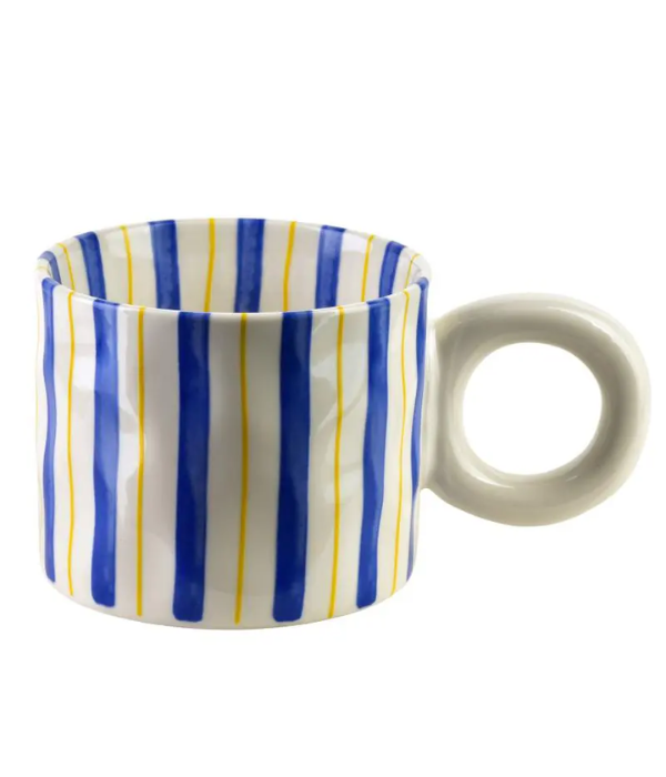 Tasse rayée à anse ronde