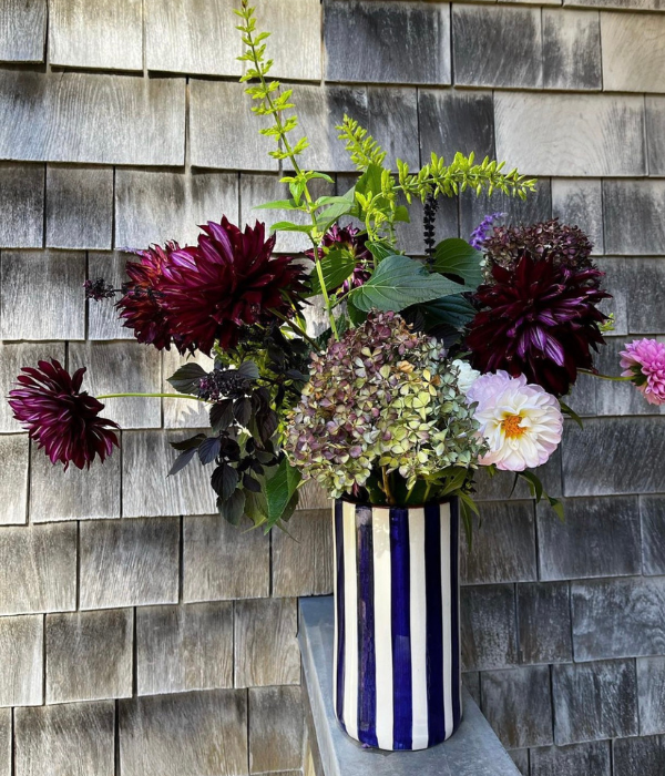Bold stripe large vase