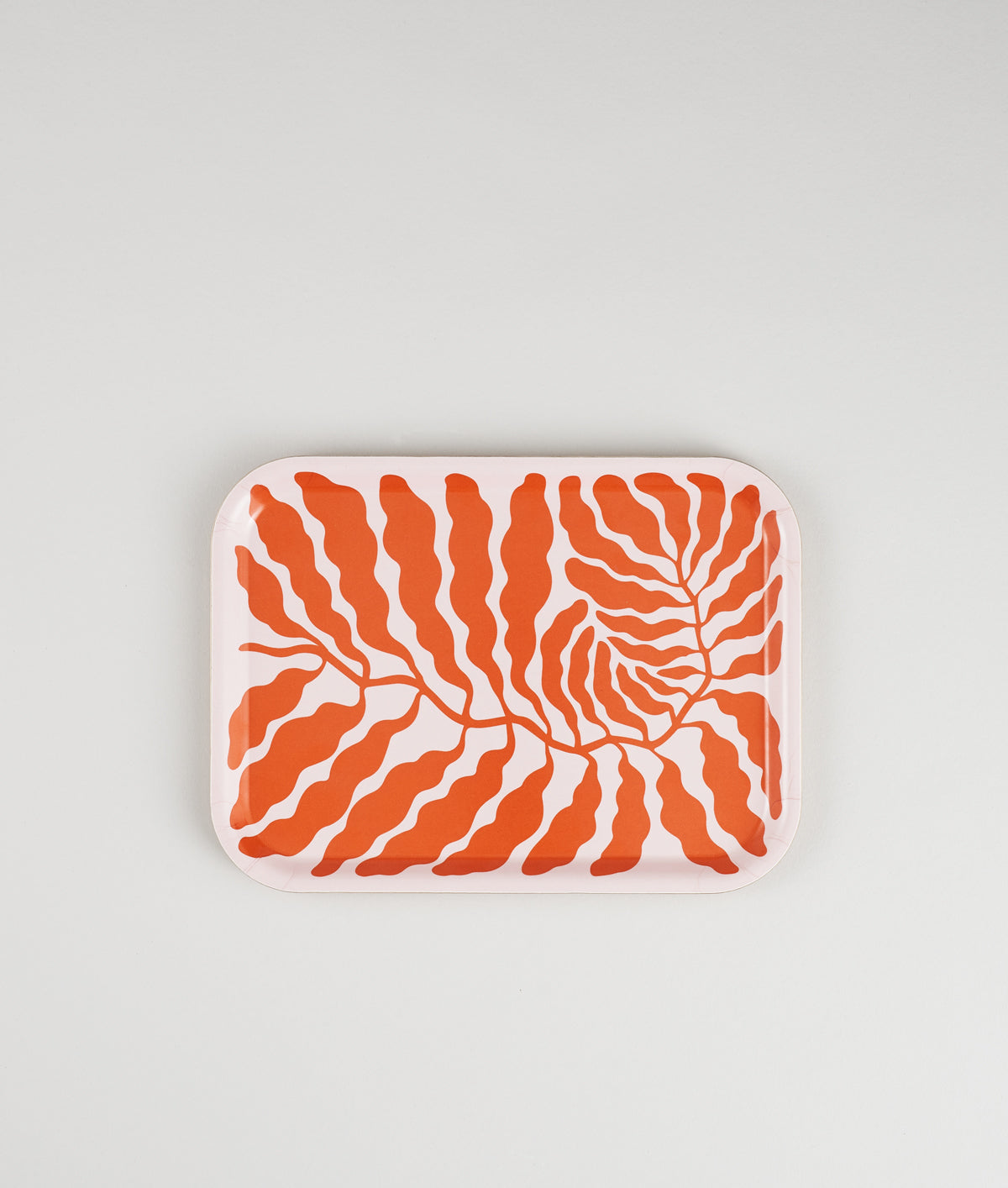 Plateau feuilles rectangulaire rouge